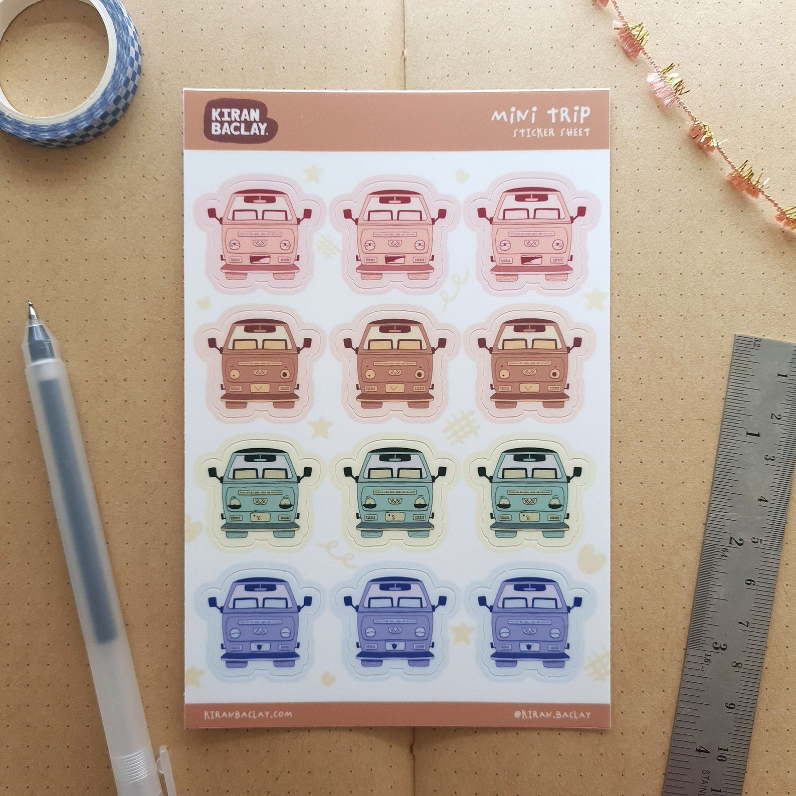 Mini Van Emoji Sticker Sheet Vinyl Stickers Kawaii | Etsy