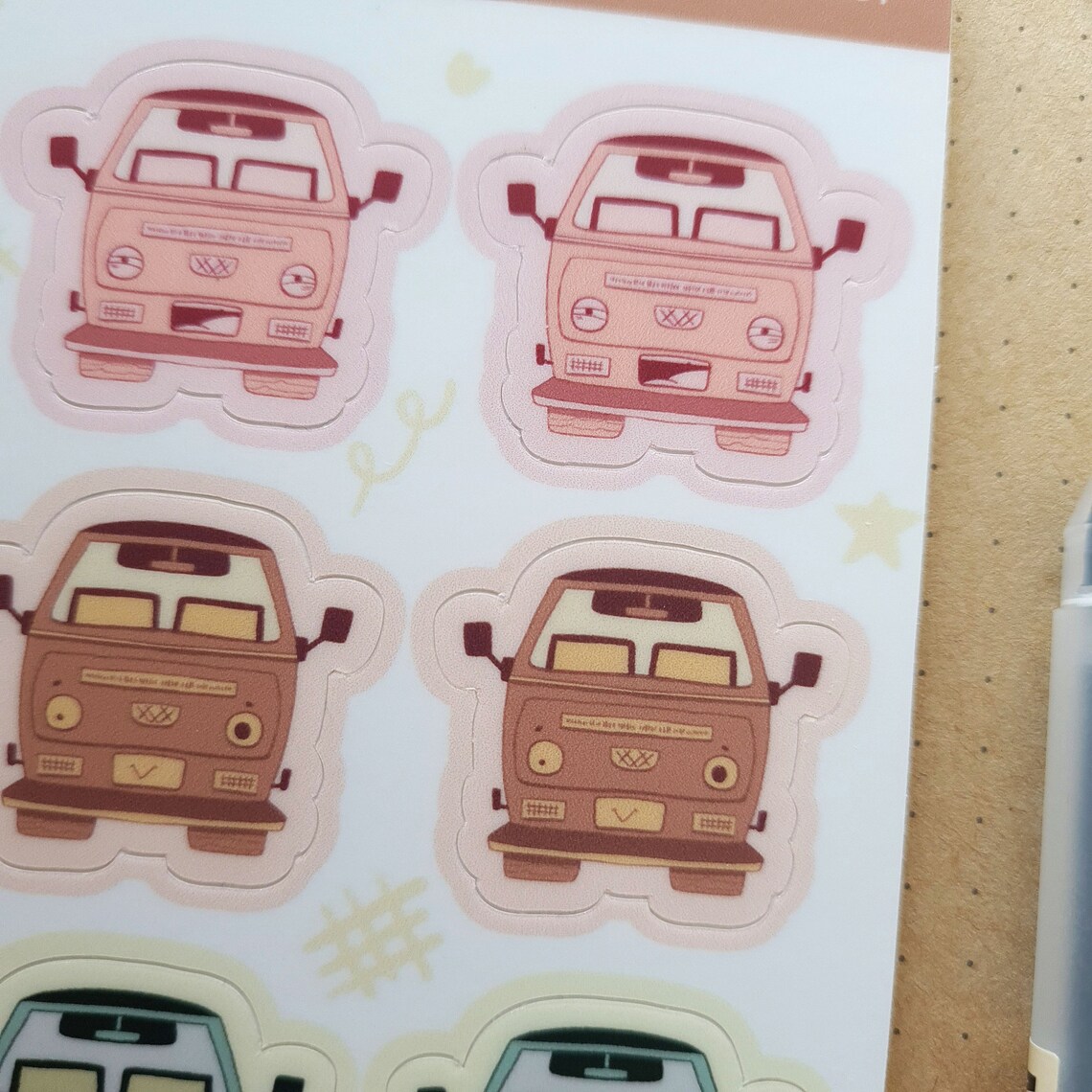 Mini Van Emoji Sticker Sheet Vinyl Stickers Kawaii | Etsy