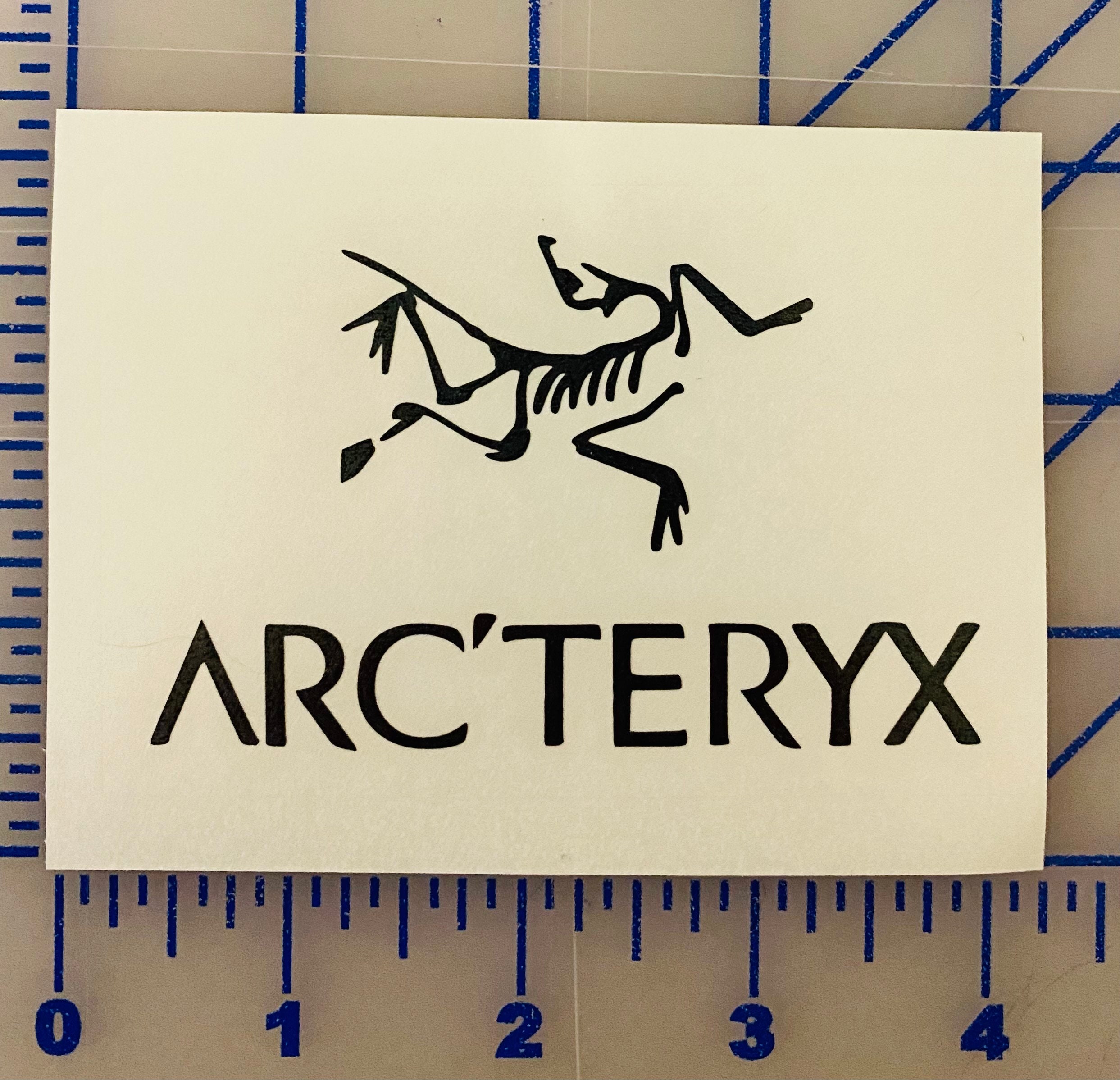 with text Arcteryx ARCTERYX UK seller .......vinyl decal sticker.... 8cm x 14cm.. 