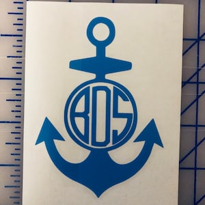 Monogram Anchor Decal Sticker *Meerdere maten en kleuren beschikbaar* Gepersonaliseerde aangepaste Gift Nautical Mug Window Phone Cup Bumper