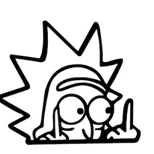 Rick Decal - Multiple Sizes and Colors Available - Rick and Morty FU Flip Bird Finger Funny Middle Finger