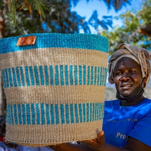 XL Kenyan Sisal basket for storage 37cm D x 37cm H