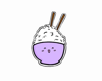 Happy Rice Sticker, Rice Sticker, Asian Food Sticker, Bullet Journal Sticker, Planner Sticker