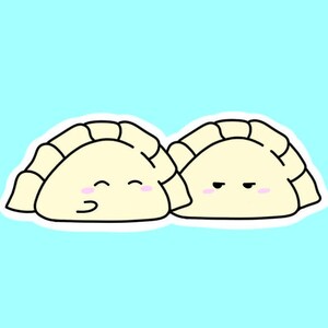 Pegatina de pareja de bola de masa, pegatina de comida asiática