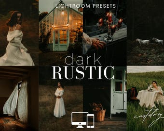 Dark Rustic Lightroom Presets: Earthy Moody and Dark Academia Aesthetic. Warm Film Tones. Cottagecore (Desktop & Mobile)