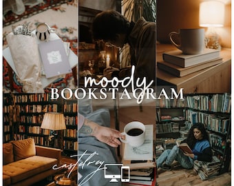 Preset Lightroom Moody BOOKSTAGRAM per desktop e dispositivi mobili, blogger di libri, preset scuro tono terroso