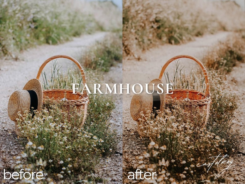Rustic Picture Editing Examples FARMHOUSE Cottagecore Presets | Rustic Mom Blogger Lightroom Filters - Etsy