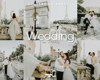 20 Wedding in Paris Lightroom Presets: Creamy Warm Wedding & Luxury Bridal Film Filters