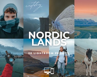20 presets nórdicos de Lightroom para móviles y ordenadores, filtros de viaje escandinavos para fotografía de Islandia