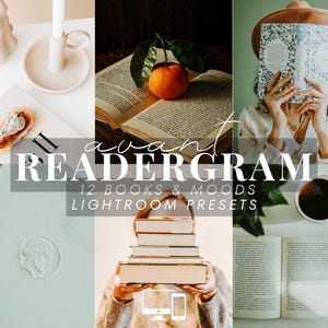 Bookstagram Lightroom Presets Mobile and Desktop, avant readergram, soft filter for readers and book worms, Light and Airy Photo filter blog