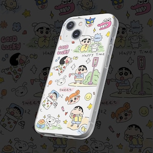 愛らしいしんちゃんファンアートアニメ携帯ケース - どんな場面でも楽しくスタイリッシュに！