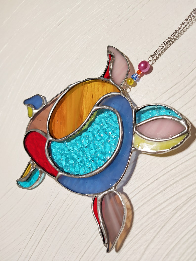 Stained Glass Sea Turtle Art Glass Turtle Suncatcher Etsy
