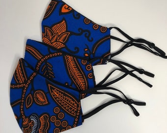AFRICAN WAX FACEMASK, Anakra / African Wax Print with Adjustable Elastic