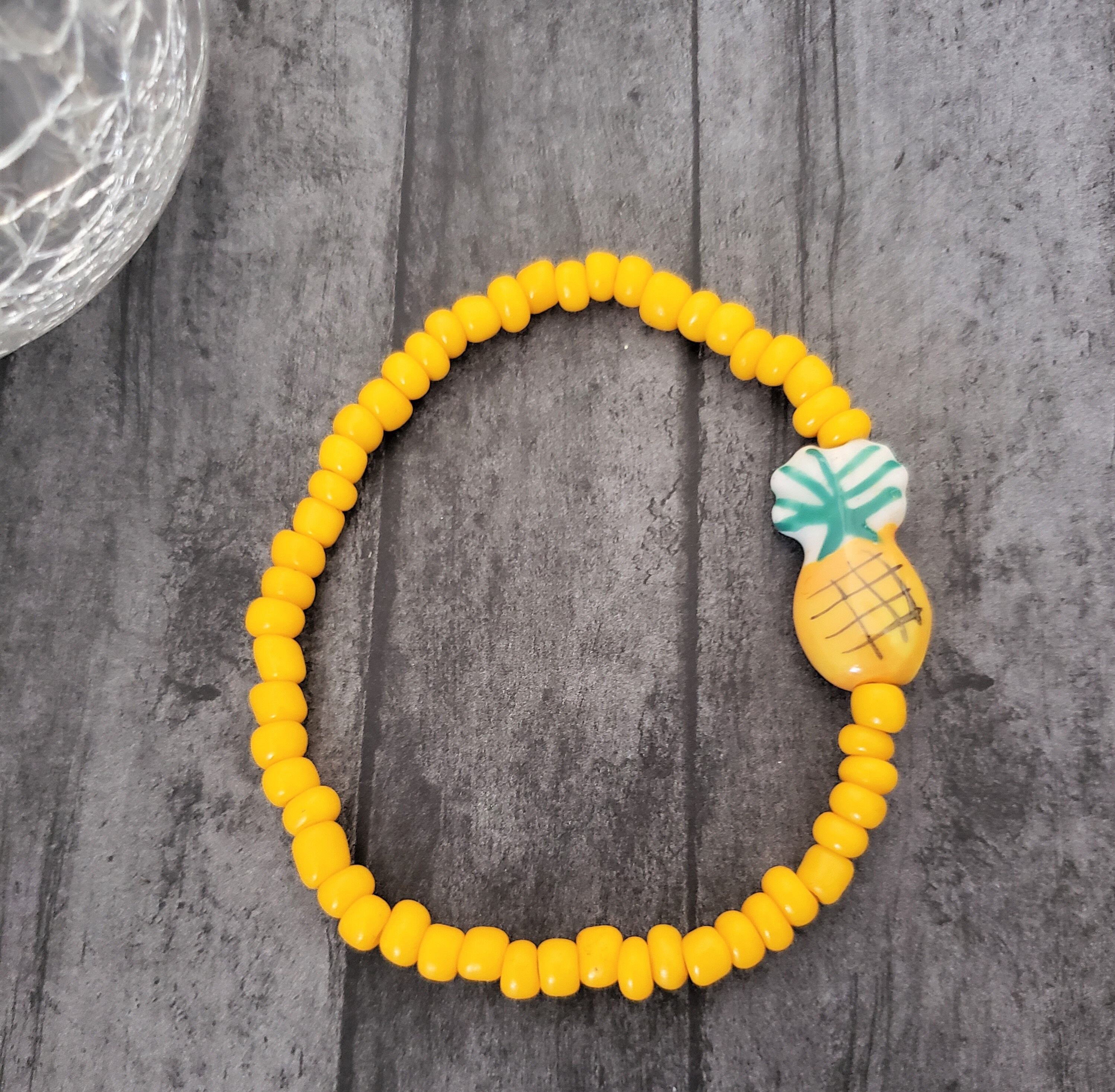 Pineapple Bracelet/Pineapple Seed Bead Bracelet 2 Colors Etsy