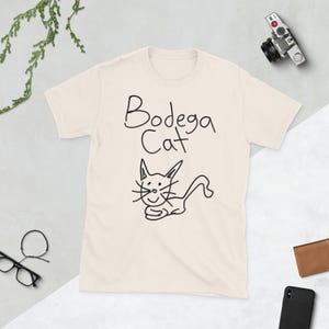 Bodega Cat embroidered t-shirt, embroidery tshirt, nyc shirt, nyc gift, cat gift, cat shirt, cat t-shirt, new yorker cartoon, cartoon drawn