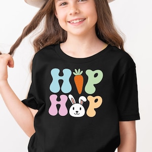 Camiseta de Pascua de conejito de hip hop para niños, regalo para amantes de los conejos, regalo familiar del día de Pascua feliz, camisa de equipo de caza de huevos, camiseta de Pascua a juego para niños