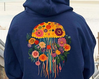 Jellyfish Hoodie Gift, Colorful Jellyfish Sweatshirt, Beach Life Apparel Oceancore Clothing, Mermaidcore Aesthetic Tee, Marine Biology Shirt