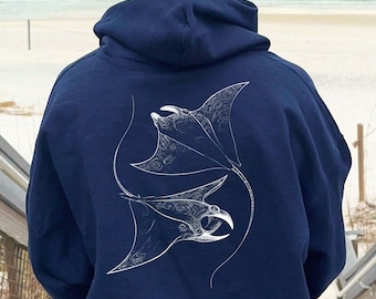 Manta Ray Hoodie, Ocean Life Sweatshirt, Marine Biologist Gift