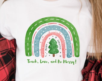 Teacher Christmas Shirt, Gift For Educator, Teaching Sweatshirt Hoodie, Personalised Kindergarten Teacher Tshirt, Custom Teacher Xmas Tee
