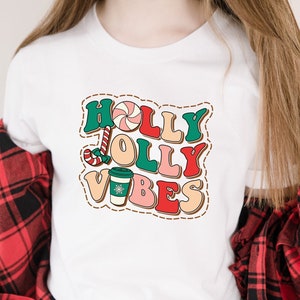 Holly Jolly Vibes Christmas Sweatshirt, Holiday Shirt Gift Women, Retro Xmas Tshirt, Merry Bright Classic Christmas Shirt Mom, Family Friend