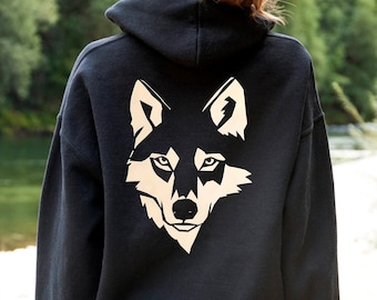 Wolf Back Print Hoodie: Unisex Forest Animal Sweatshirt