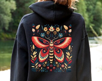 Moth Hoodie, Dark Academia Shirt, Forestcore Tshirt, Goblincore Clothing, Gothic Sweater, Butterfly Sweatshirt, Cottagecore Woodland Gift