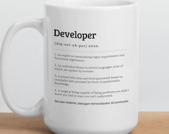 Funny Developer Mug, Custom Gift For Developer, Computer Programmer Mug, Software Engineer Gift, Personalized IT Professional Coworker Gift