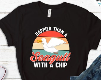 Happier Than a Seagull T-Shirt, Beach Bird Lover Tee