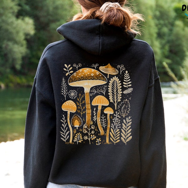 Mushroom Hoodie, Nature Lover Gift, Mushroom Sweatshirt, Magic Mushroom Shirt, Cottagecore Clothing, Trendy Boho Botanical Aesthetic Sweater