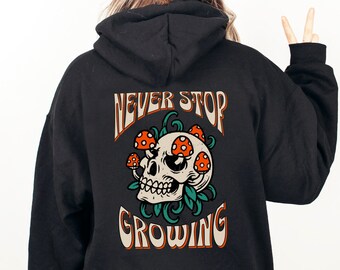 Skull Mushroom Hoodie, Goblincore Aesthetic Sweatshirt, Gardening Sweater, Trippy Gifts For Her, Cottagecore Clothing, Mushrooms Sweater