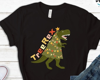 Tree Rex Christmas T-Shirt, Funny Dinosaur Xmas Tee