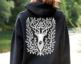 Deer Sweatshirt, Wildlife Crewneck, Mountain Deer Hoodie, Forest Holiday Shirt, Forestcore Clothing, Camping Sweater, Nature Lover Gift