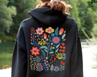 Sunflower Hoodie, Flower Sweatshirt, Floral Gift for Her