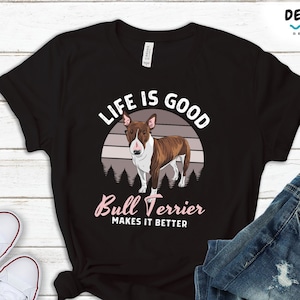 Bull Terrier Shirt, Dog Lover Gift, Dog Mom Sweatshirt, Dog Dad Hoodie, Dog Owner Gift, Dog Adoption Gift, Bull Terrier Gift, Retro Dog image 1