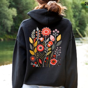 Pullover floral print hoodie hotsell