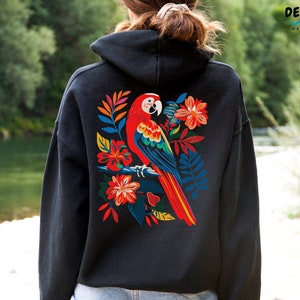 Scarlet Macaw Hoodie, Parrot Lover Gift, Macaw Sweater, Macaw Parrot Gift, Scarlet Macaw Mom Shirt, Hoodie For Women, Red Bird Sweatshirt