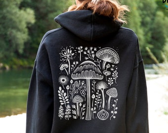 Mushroom Sweatshirt Hoodie, Nature Lover Gift, Magic Mushroom Shirt, Cottagecore Clothing, Trendy Floral Sweater, Forestcore Aesthetic Tee