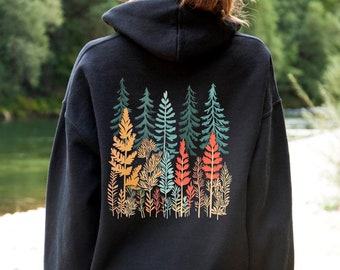 Pine Forest Hoodie, Camping Sweatshirt, Pine Tree Sweater, Forest Camping Shirt, Nature Lover Jumper, Adventure Hoodie, Wilderness Pulllover