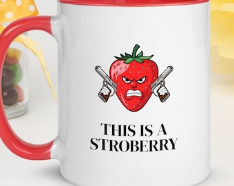 Funny Strawberry Mug, Custom Strawberry Cottagecore Mug, Kawaii Mug, Boho Fruit Mug, Personalised Strawberry Gift Idea, Strawberry Aesthetic