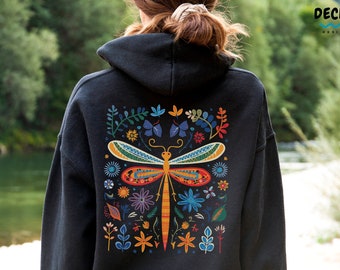 Dragonfly Hoodie, Nature Gifts For Her, Dragonfly Sweatshirt, Cottagecore Clothing, Entomology Gift, Trendy Women Sweater, Dragonfly Shirt