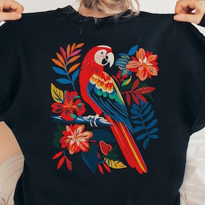 Scarlet Macaw Sweatshirt, Bird Owner Hoodie, Parrot Lover Gift, Macaw Mom Dad Shirt Tropical Bird Watcher Tee, Macaw Pullover Jumper Sweater