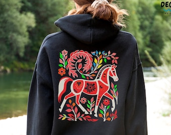 Floral Horse Sweater, Horse Hoodie, Gift For Horse Lover, Horse Sweatshirt, Horse Flower Shirt, Horse Owner Gift, Horse Girl Birthday Gift