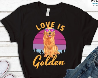 Golden Retriever Shirt, Christmas Gift For Dog Lovers, Golden Retriever Mom Tee, Golden Mama Hoodie Dog Dad Sweatshirt, Love Is Golden Tank