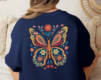 Butterfly Hoodie, Butterfly Gifts, Butterfly Lover Sweatshirt, Botanical Aesthetic, Retro Butterfly Sweater, Trendy Floral Butterfly Shirt