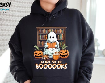 Ghost Books Hoodie, Halloween Teacher Gift, Librarian Tshirt Ghost Reading Books Sweatshirt, Book Lover Shirt, Bookish Tee, Bookworm Sweater
