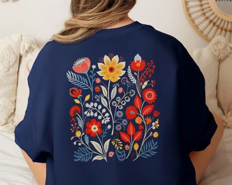 Flower Sweatshirt, Floral Hoodie, Pressed Flower Shirt, Botanical Sweater, Cottagecore Aesthetic Outfit, Gardening Gift, Back Print Clothing