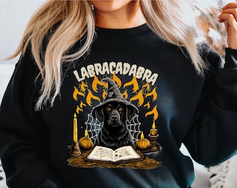 Labrador Sweatshirt, Labrador Dog Gift, Black Lab Retriever Shirt, Labrador Dog Mom Hoodie, Spooky Dog Tee Witchy Dog Owner Crewneck Sweater