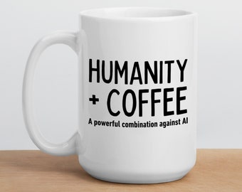 人間とコーヒー対AIマグ、パーソナライズされたギフト、面白いカスタムマグ、人工知能マグ、オフィス同僚マグ、同僚へのギフト