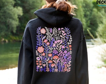 Wildflowers Hoodie, Flower Sweatshirt, Pressed Flower Shirt, Boho