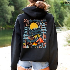 Camping Hoodie, Adventure Sweatshirt, Nature Lover Gift For Camper, Family Outdoor Camp Life Shirt Hiking Pullover Jumper, Campfire Clothing